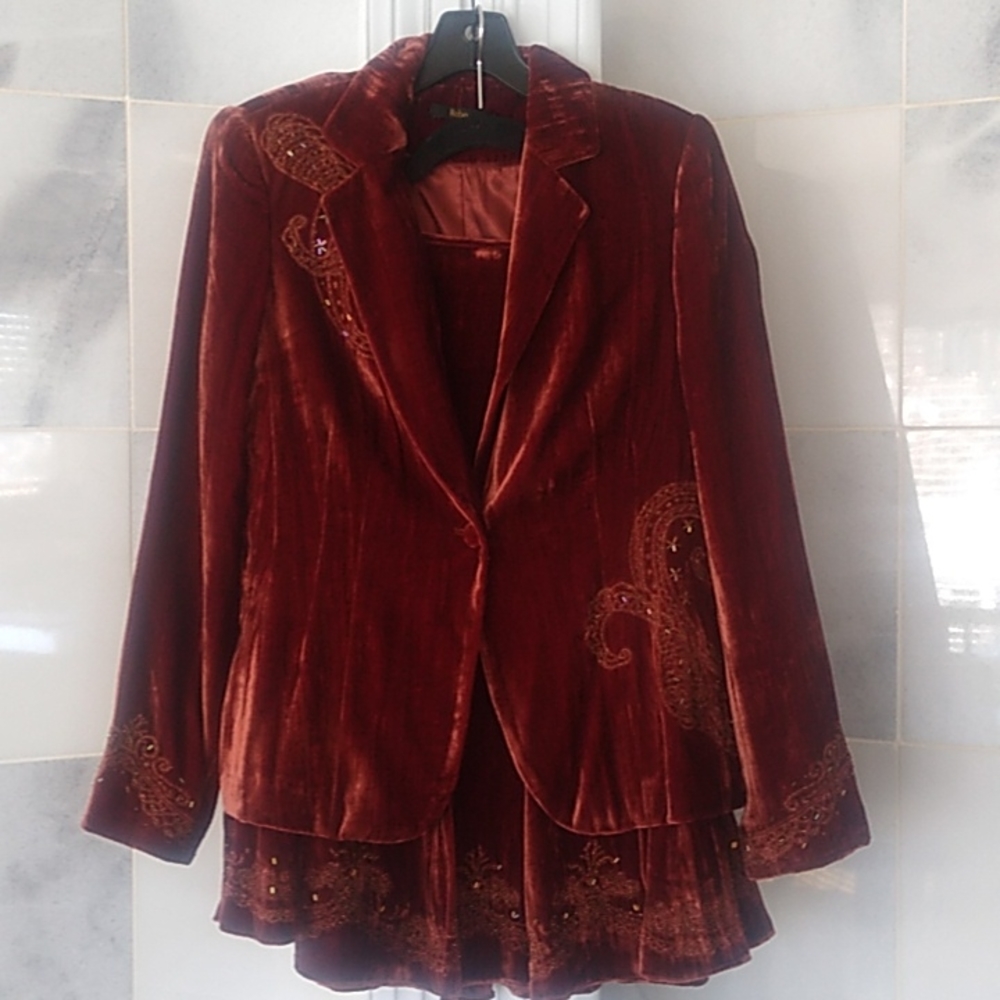 Reba Skirt Outfit Rust Color 8 women s Blazer Shirt Country Style
